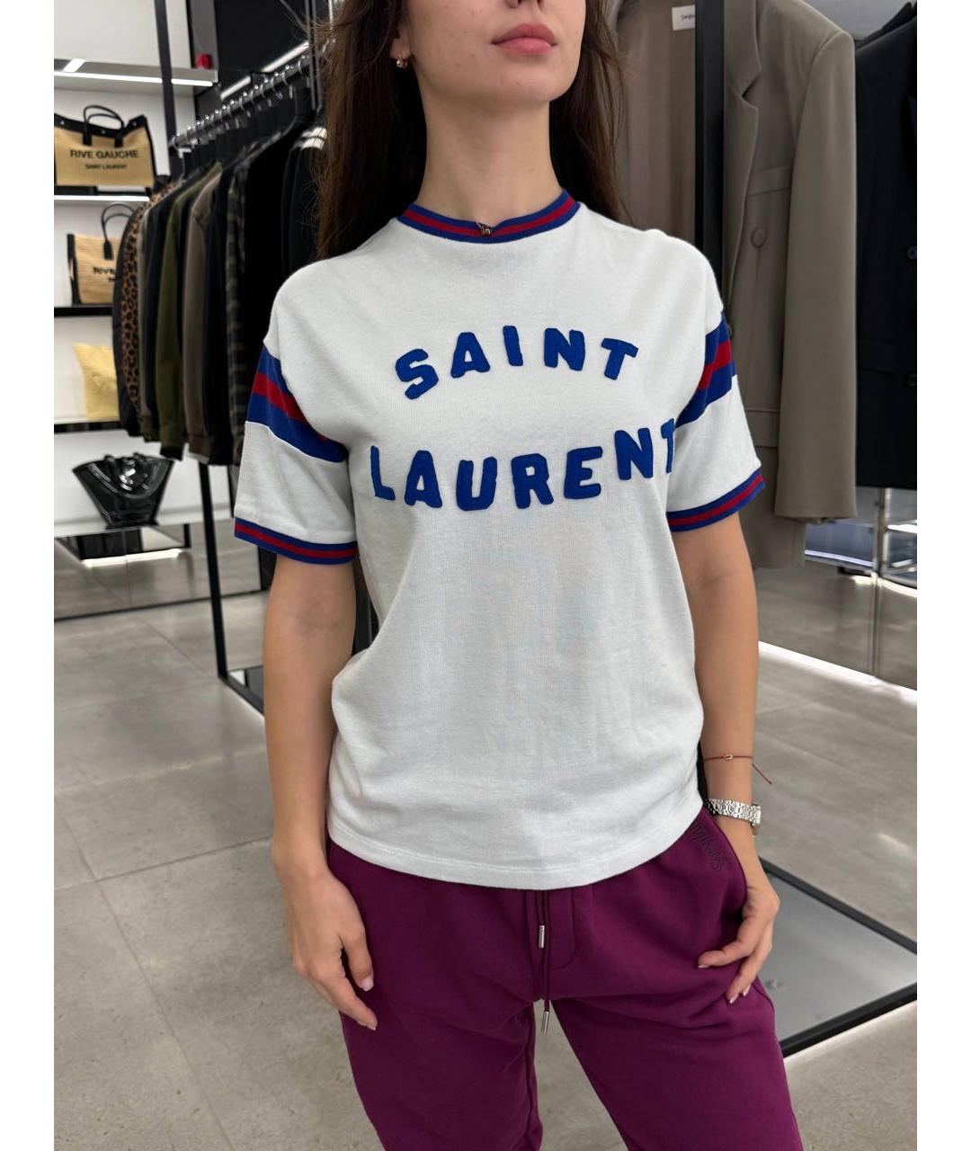 SAINT LAURENT Белая вискозная футболка, фото 3
