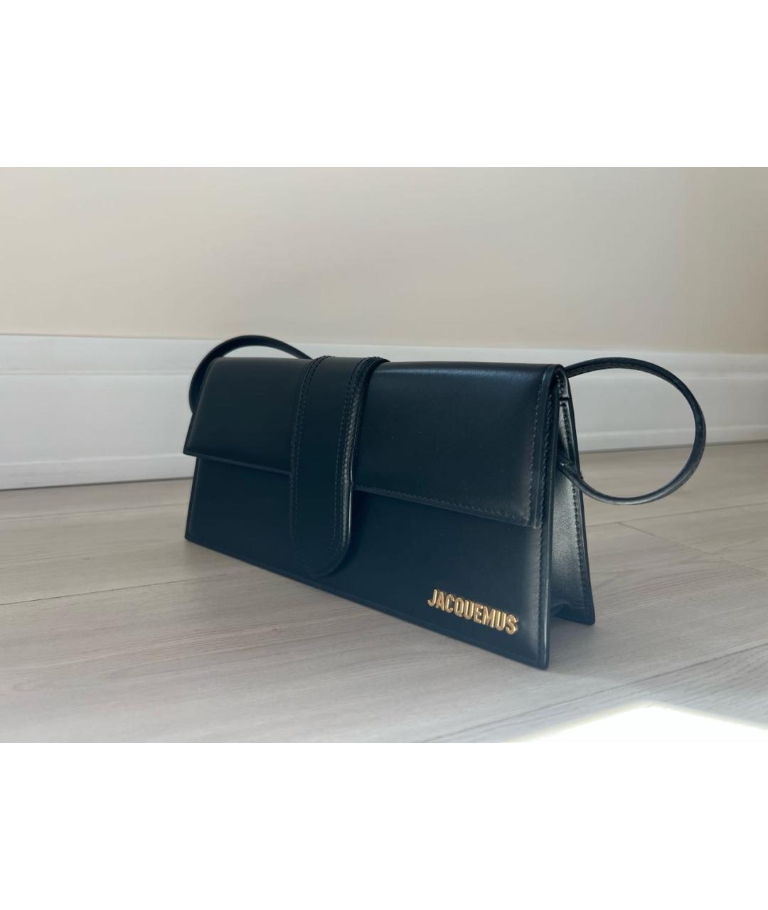 JACQUEMUS Черная кожаная сумка через плечо, фото 2