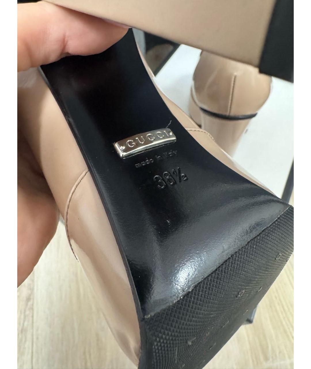 GUCCI Бежевые туфли из лакированной кожи, фото 3