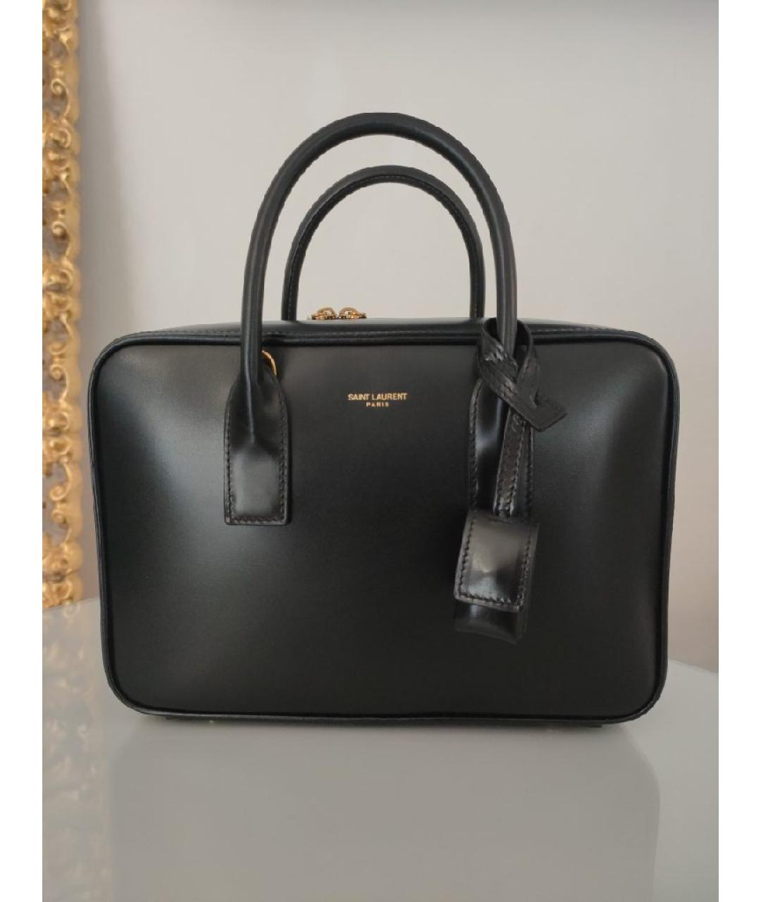 SAINT LAURENT Черная кожаная сумка с короткими ручками, фото 8