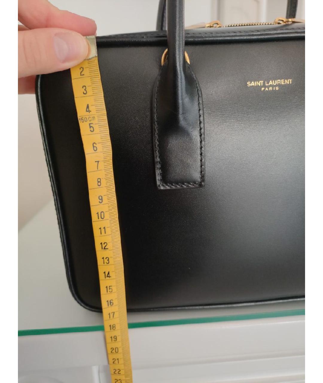 SAINT LAURENT Черная кожаная сумка с короткими ручками, фото 6