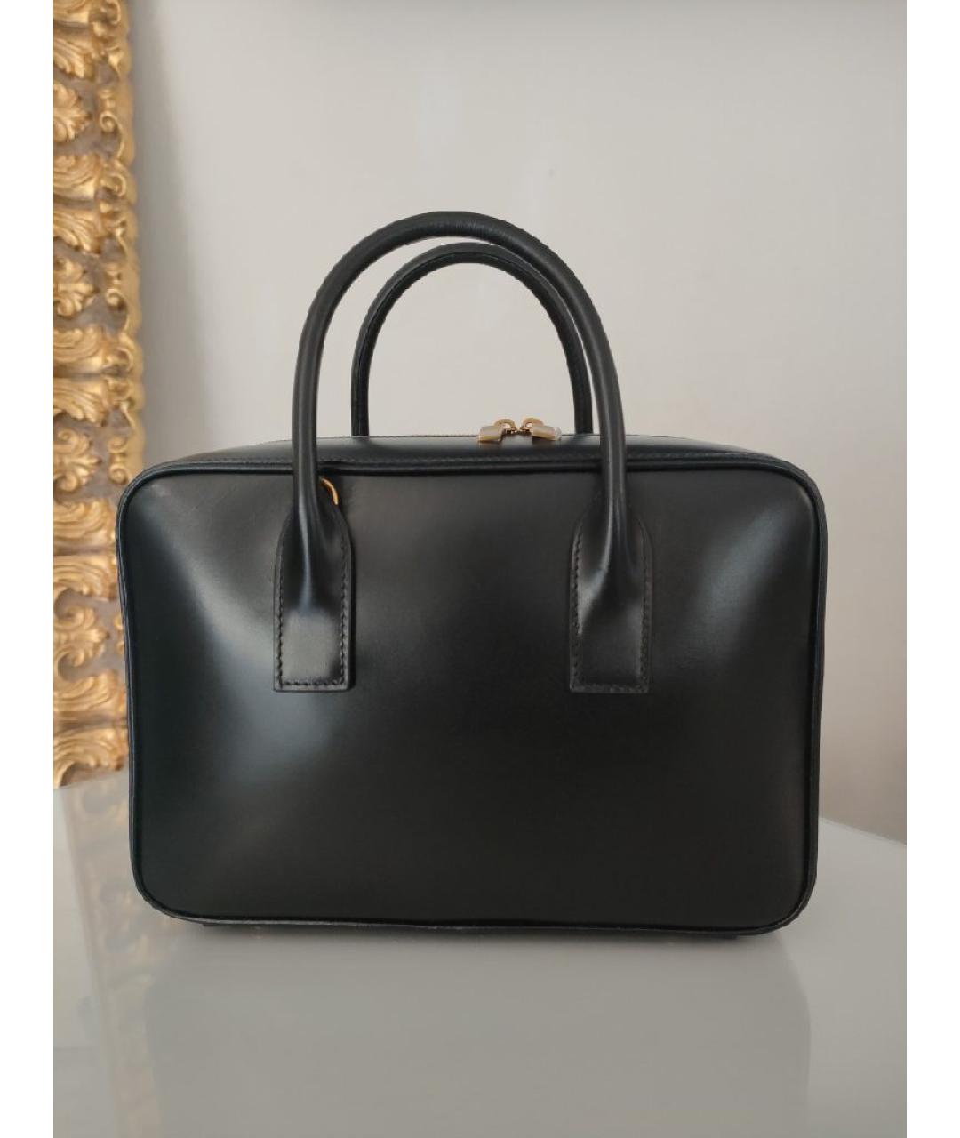 SAINT LAURENT Черная кожаная сумка с короткими ручками, фото 3