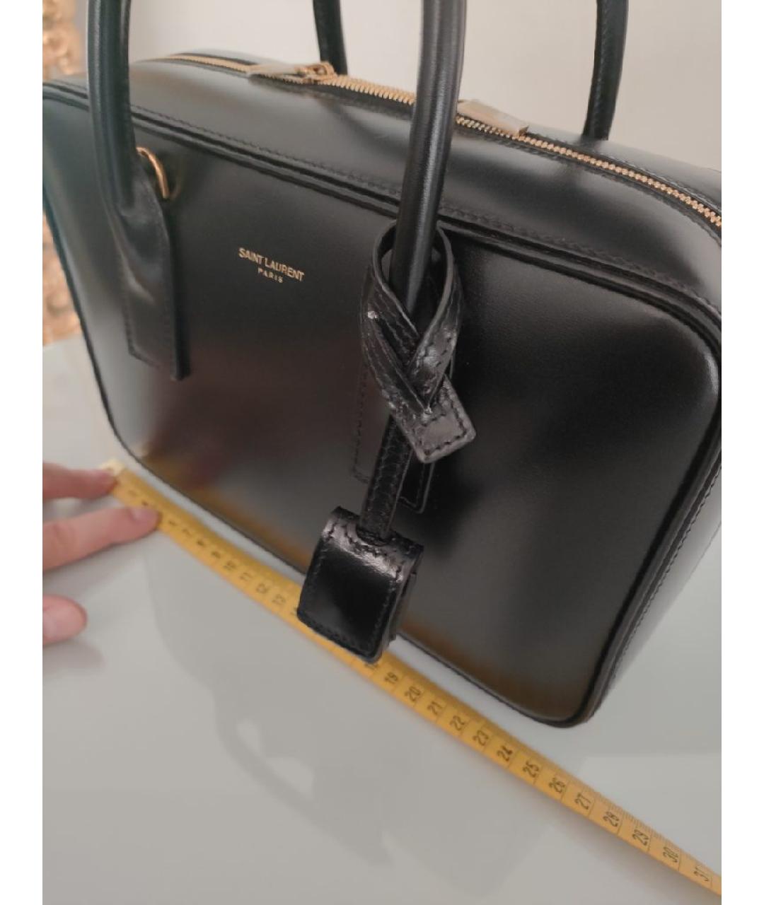 SAINT LAURENT Черная кожаная сумка с короткими ручками, фото 5