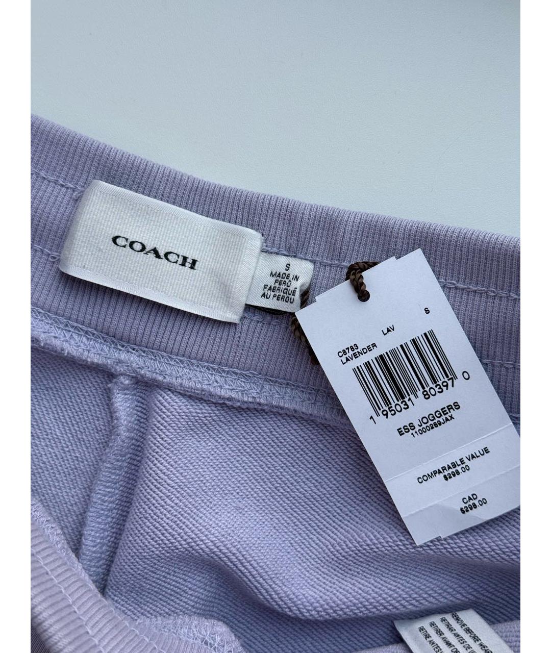 COACH Фиолетовые хлопковые спортивные брюки и шорты, фото 6