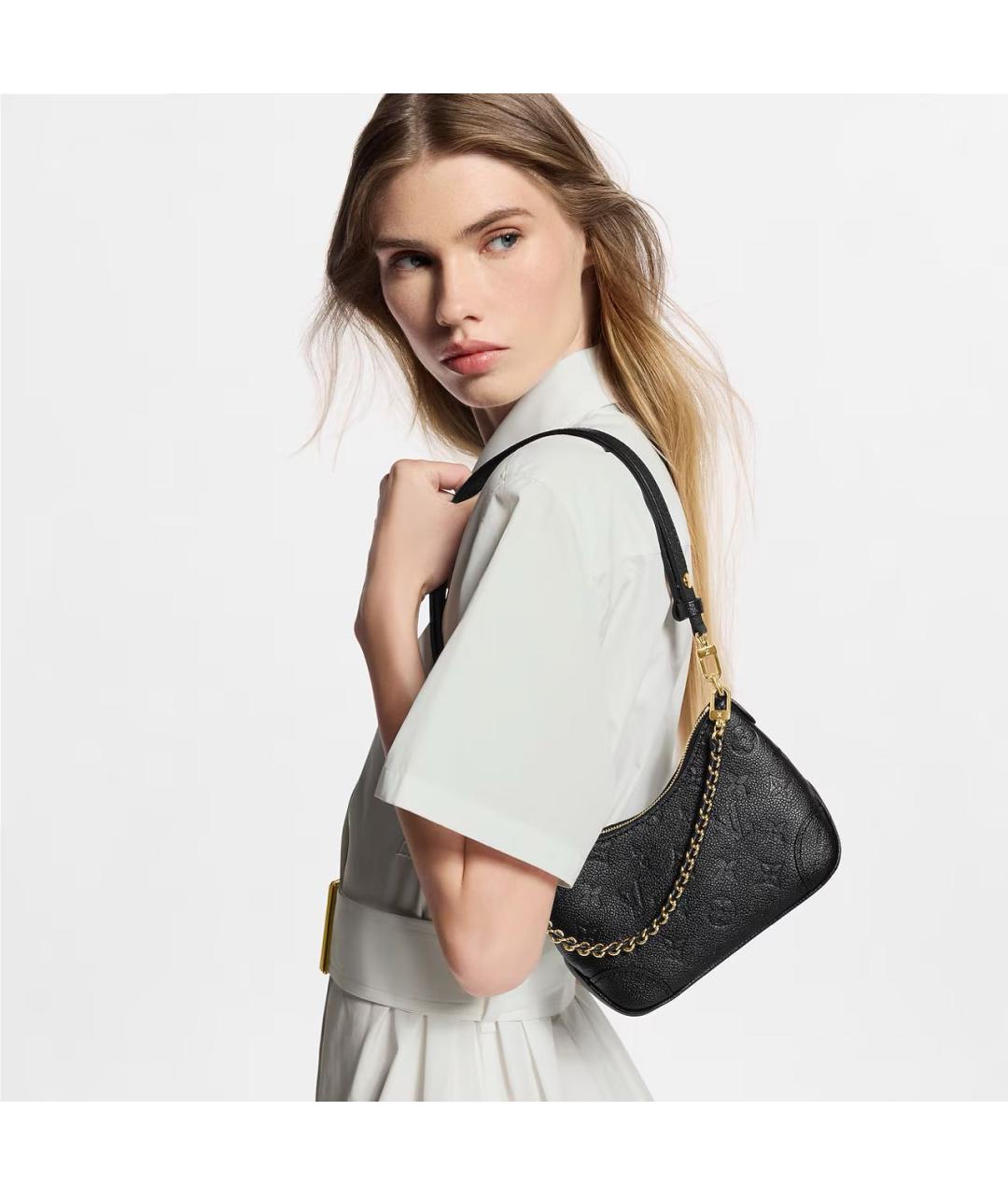 LOUIS VUITTON Черная кожаная сумка через плечо, фото 5