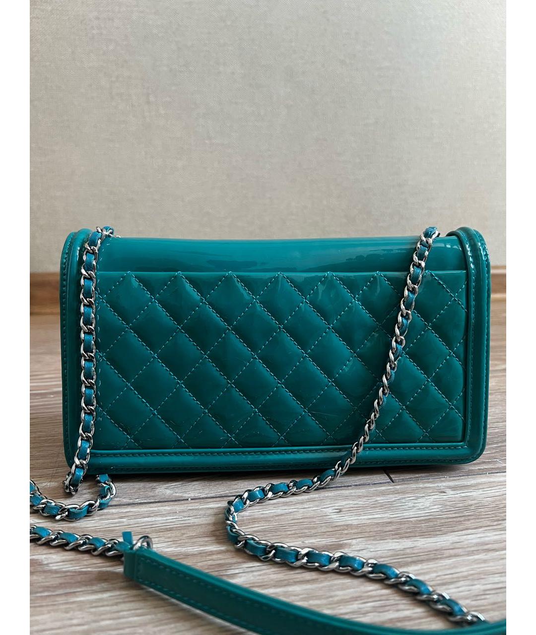 CHANEL Бирюзовая кожаная сумка через плечо, фото 3