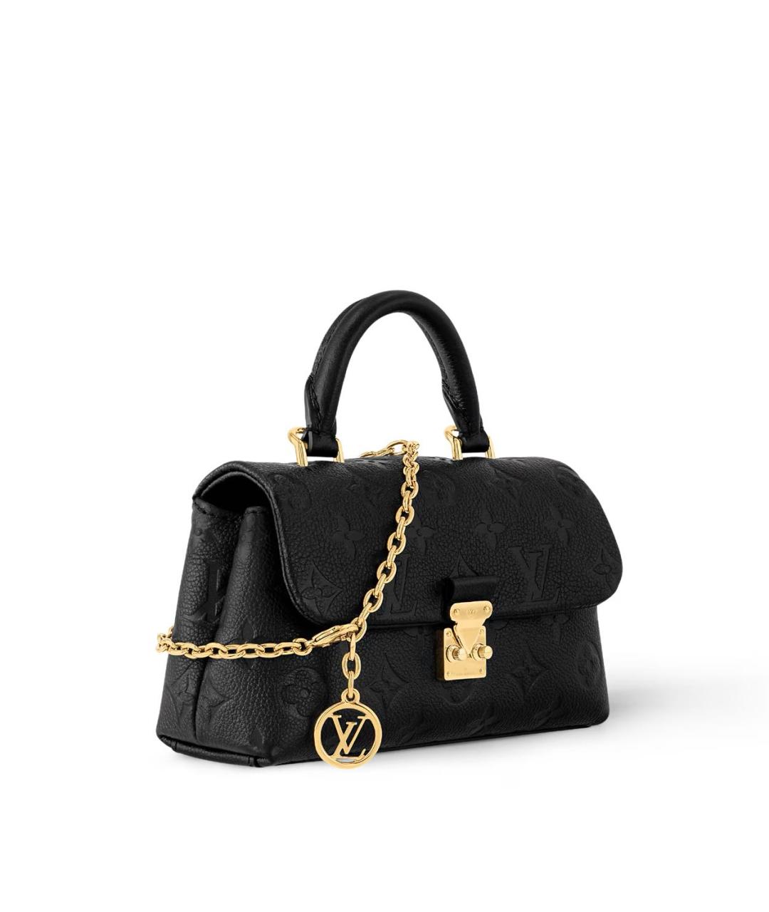 LOUIS VUITTON Черная кожаная сумка с короткими ручками, фото 2