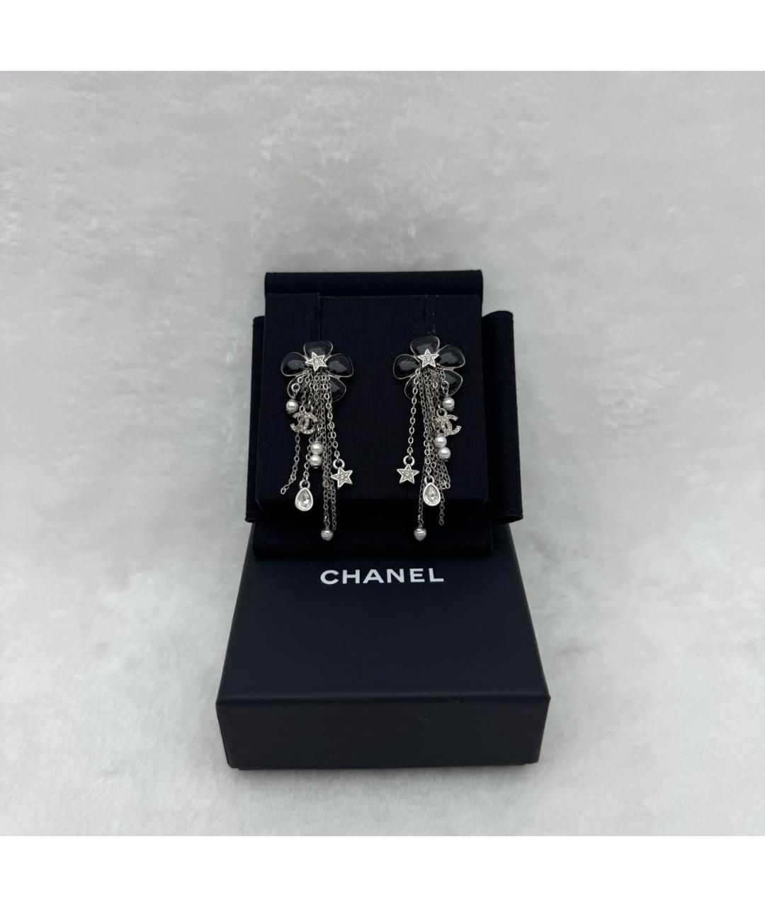 CHANEL Черные металлические серьги, фото 2