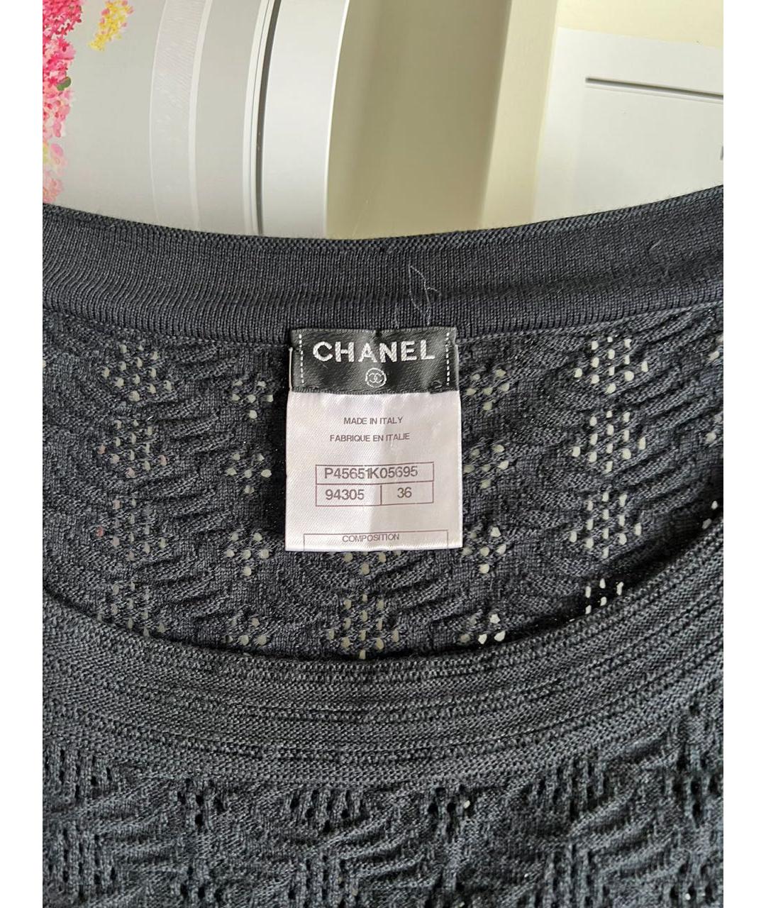 CHANEL Черное хлопковое повседневное платье, фото 5