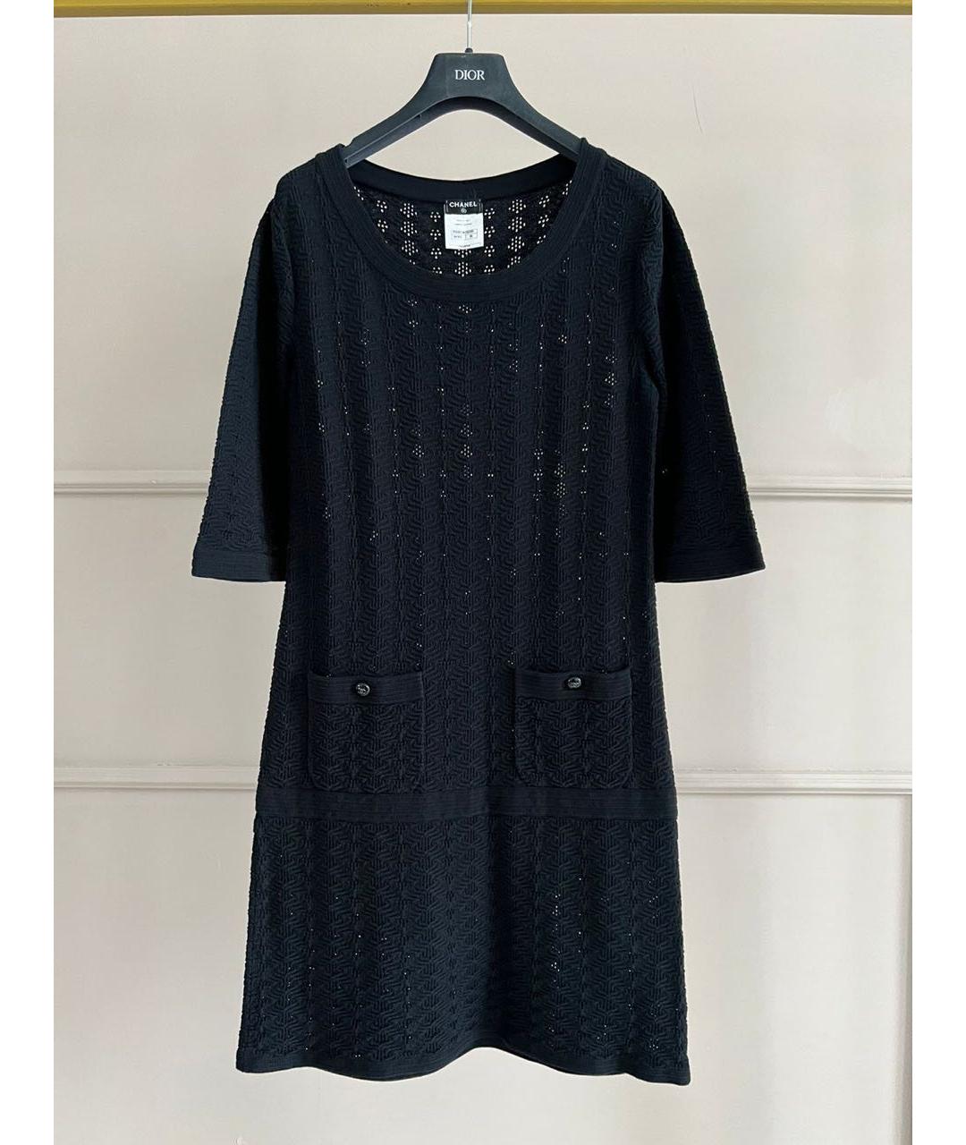 CHANEL Черное хлопковое повседневное платье, фото 9