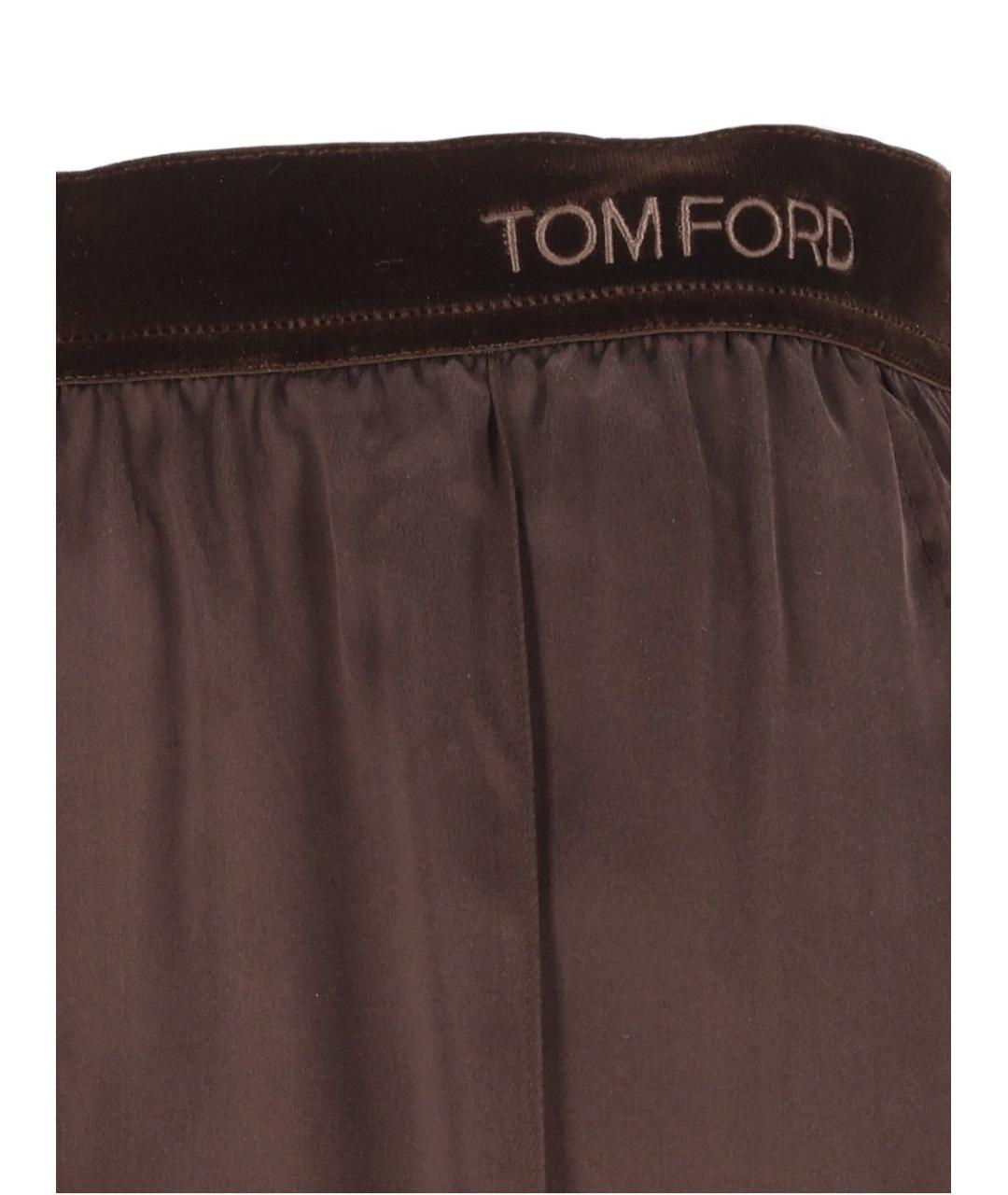 TOM FORD Коричневые полиамидовые прямые брюки, фото 4