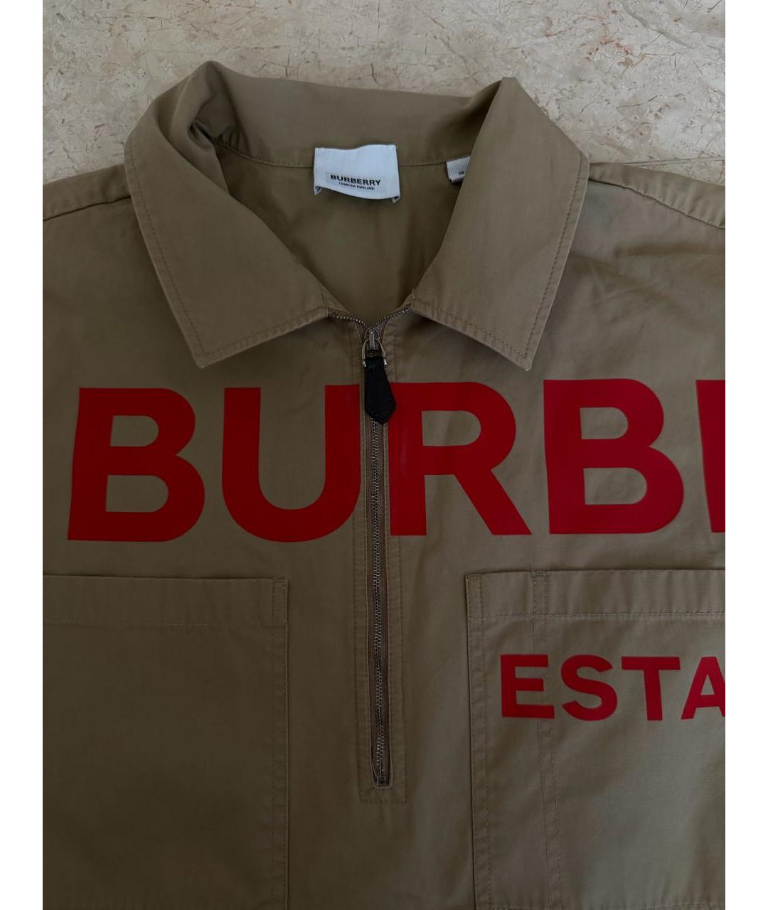 BURBERRY Бежевая хлопковая рубашка, фото 4