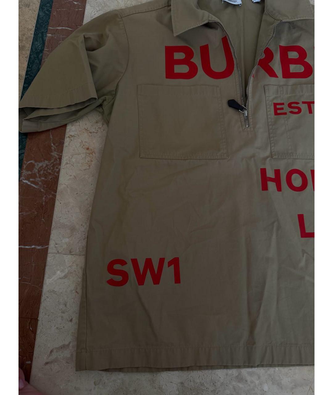 BURBERRY Бежевая хлопковая рубашка, фото 5