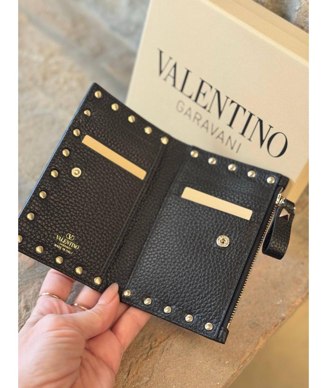 VALENTINO Черный кожаный кошелек, фото 4