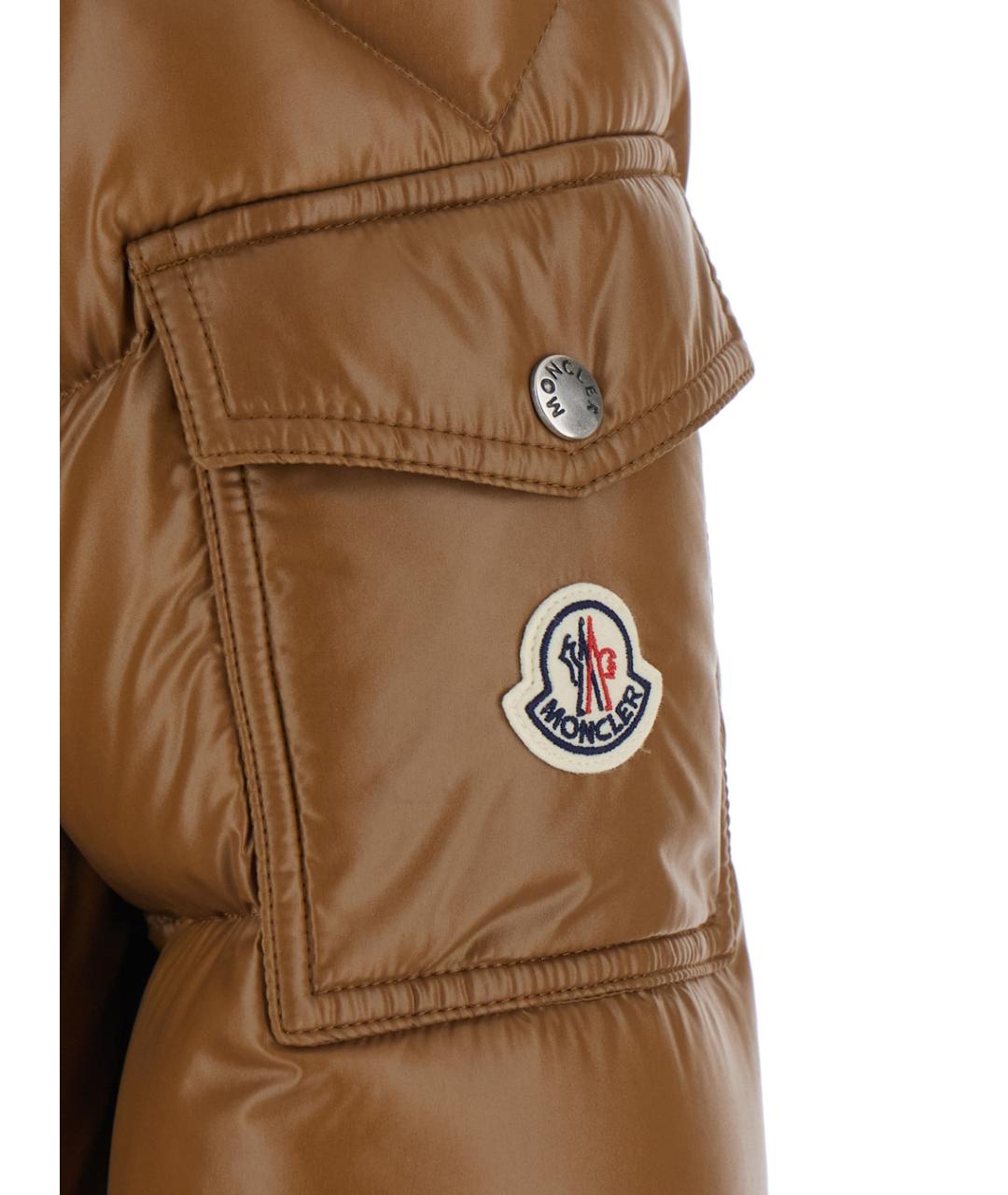 MONCLER Коричневый полиамидовый пуховик, фото 3