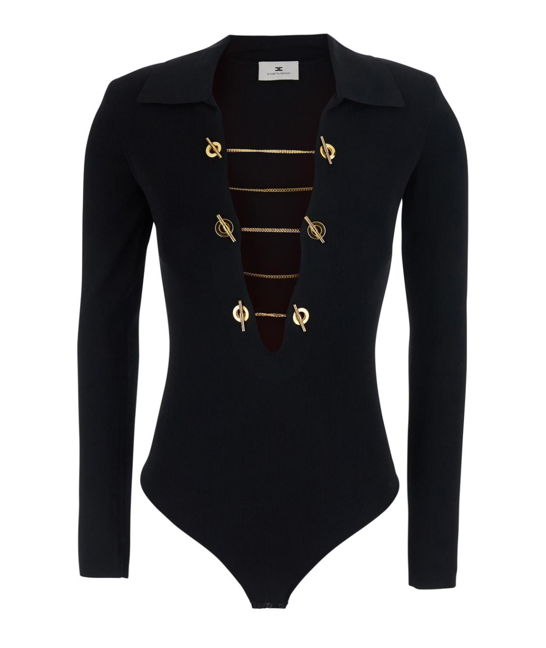 ELISABETTA FRANCHI Черное вискозное боди, фото 1