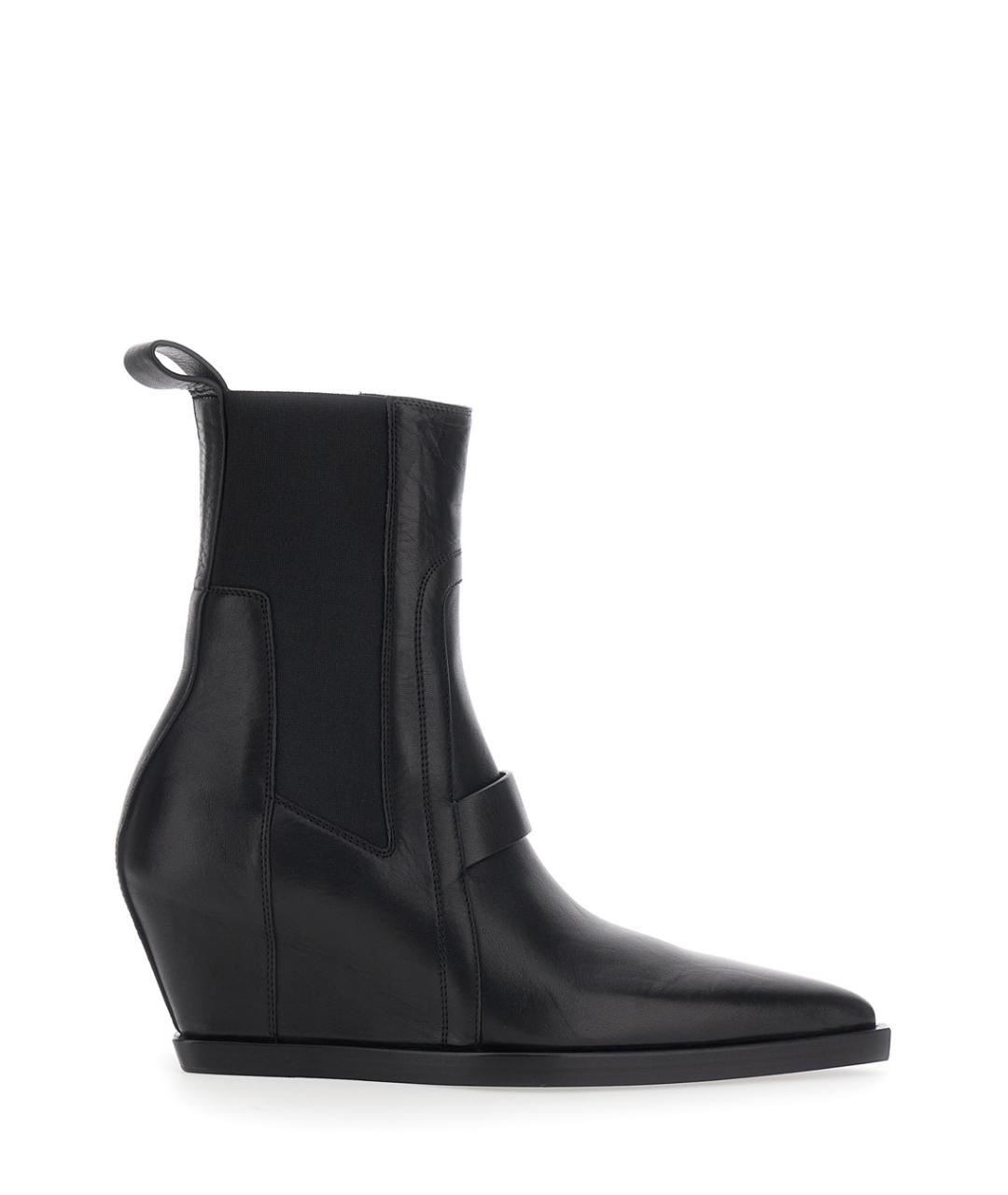 RICK OWENS Черные кожаные ботильоны, фото 1