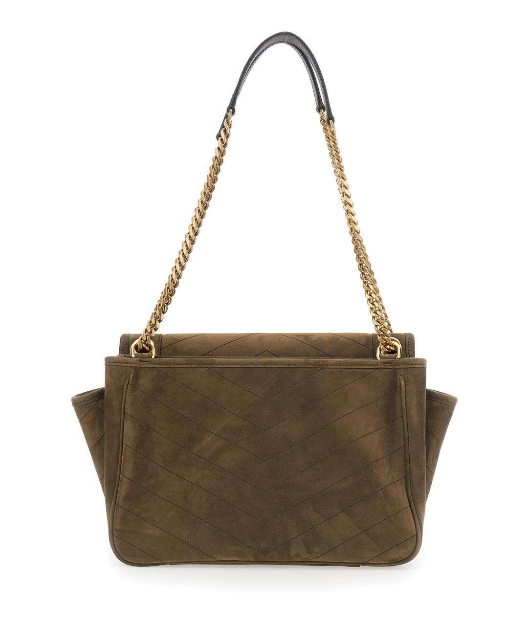 SAINT LAURENT Зеленая замшевая сумка через плечо, фото 2
