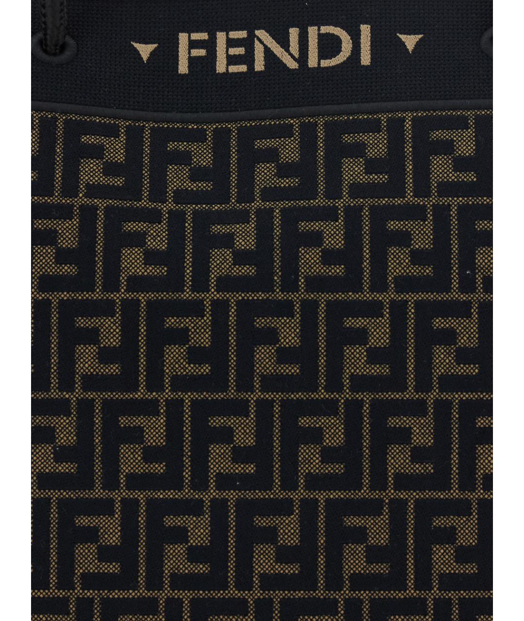 FENDI Коричневая жаккардовая сумка тоут, фото 3
