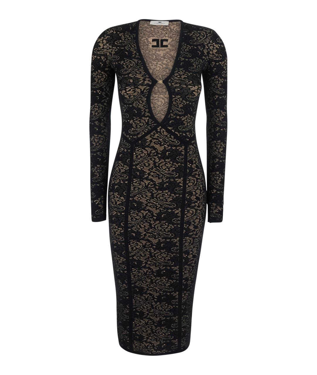 ELISABETTA FRANCHI Черное вискозное коктейльное платье, фото 1