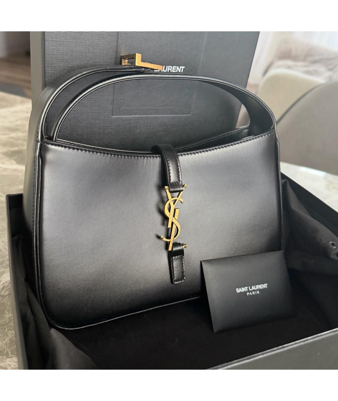 SAINT LAURENT Черная кожаная сумка через плечо, фото 3
