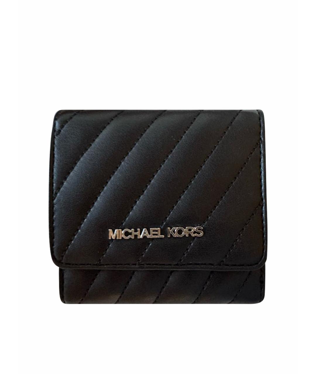 MICHAEL KORS Черный кожаный кошелек, фото 1