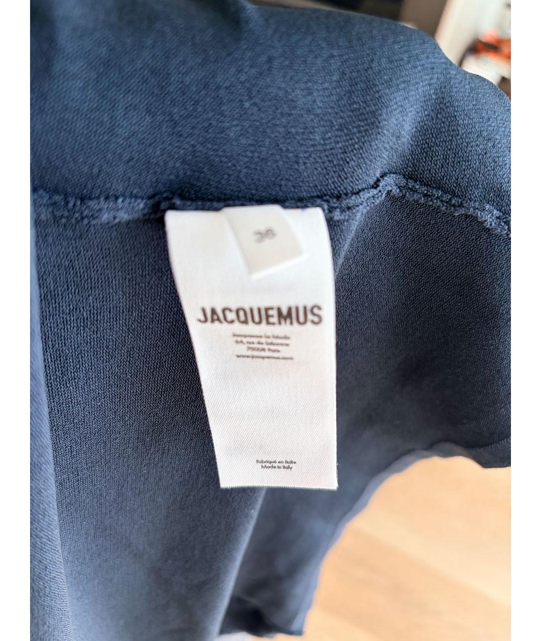 JACQUEMUS Темно-синяя вискозная блузы, фото 4