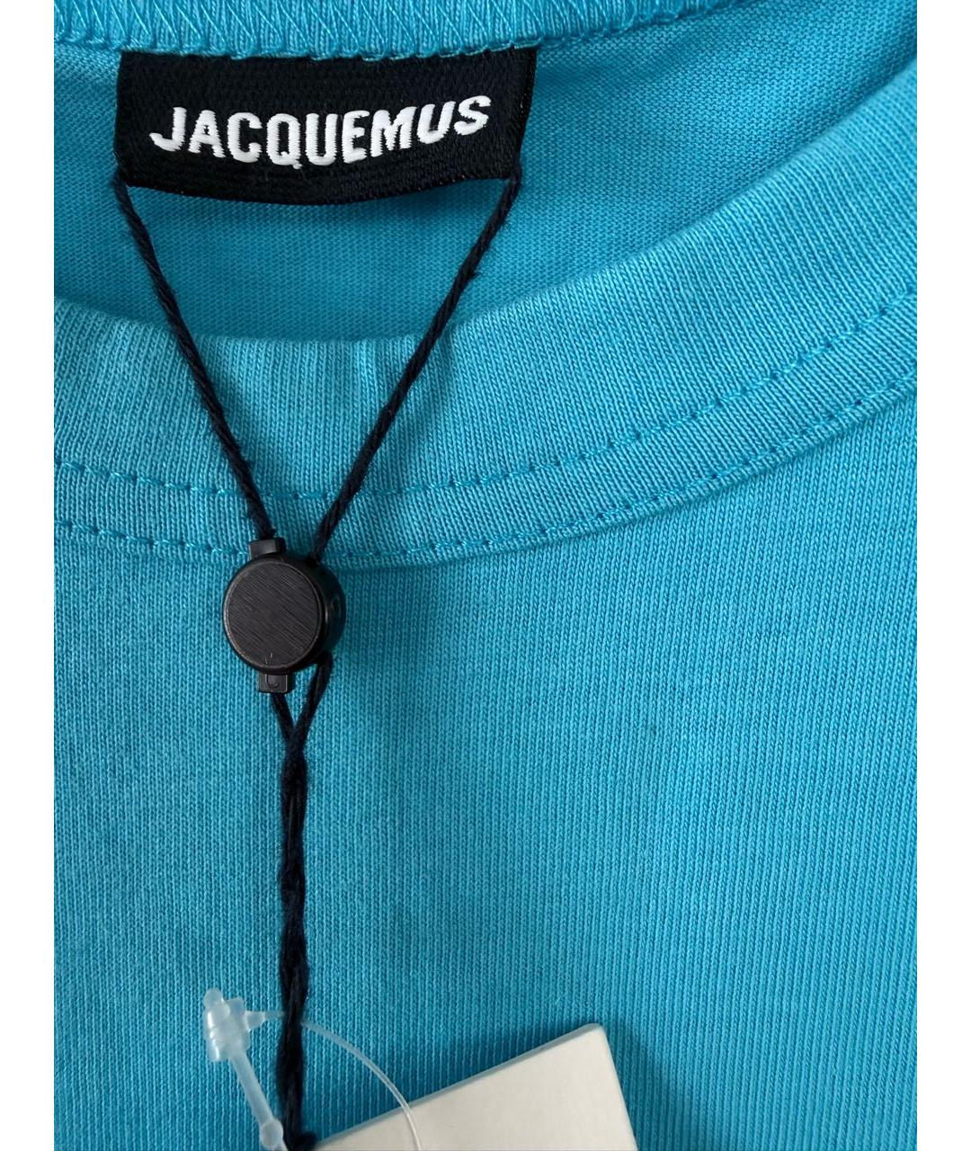 JACQUEMUS Голубая хлопковая футболка, фото 4