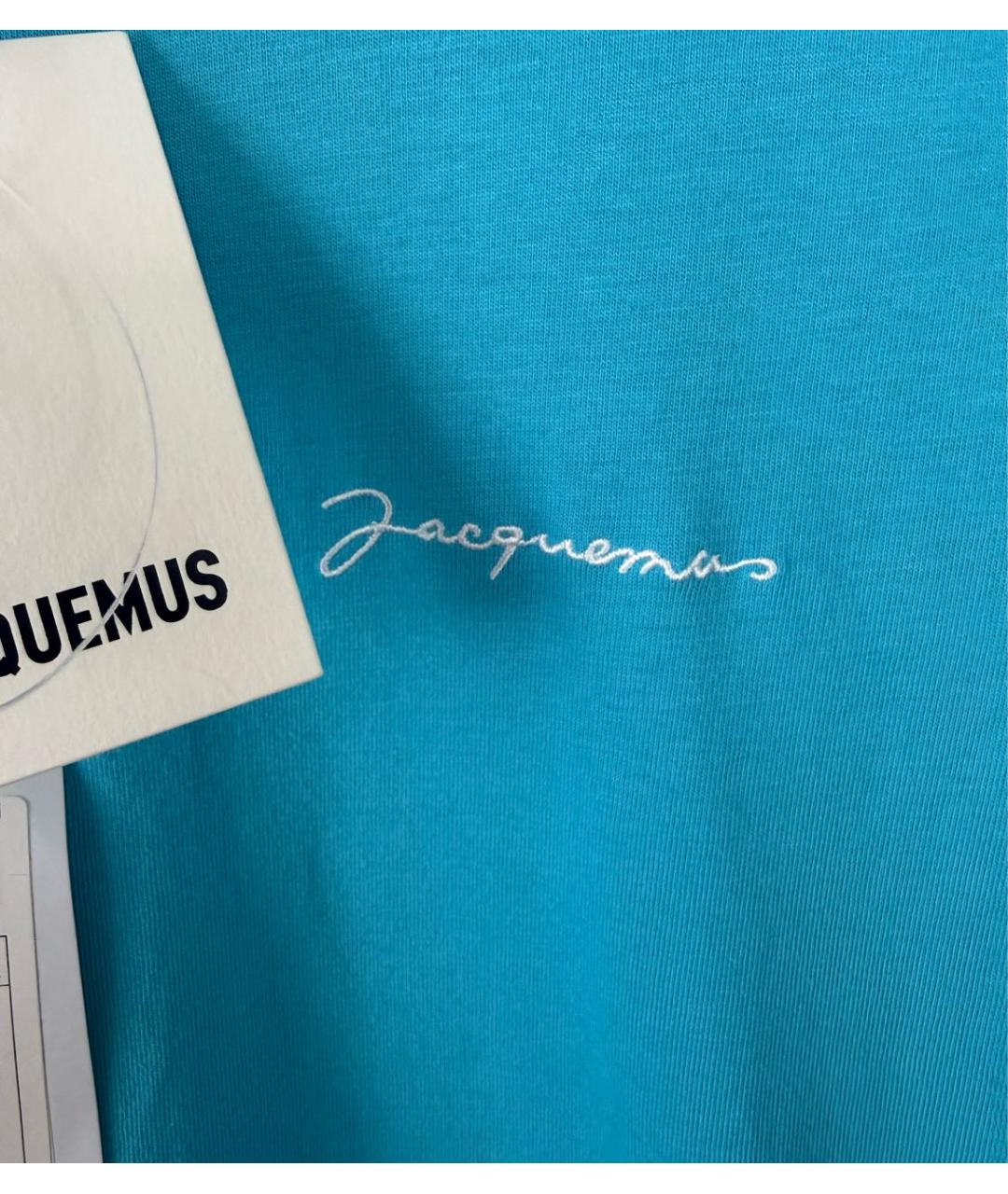 JACQUEMUS Голубая хлопковая футболка, фото 5