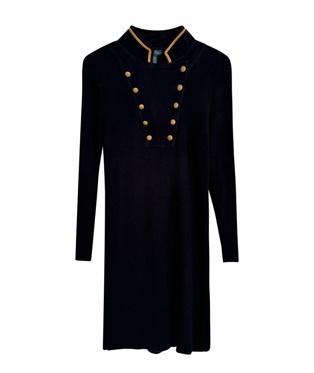 RALPH LAUREN Черное хлопковое повседневное платье, фото 1