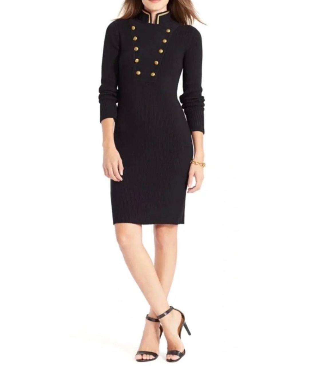 RALPH LAUREN Черное хлопковое повседневное платье, фото 2