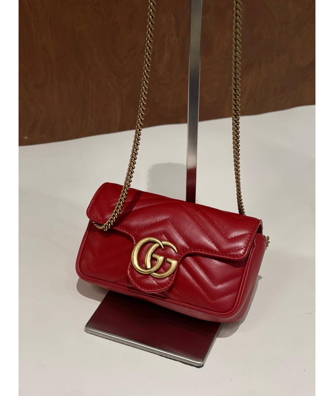 GUCCI Красная кожаная сумка через плечо, фото 7