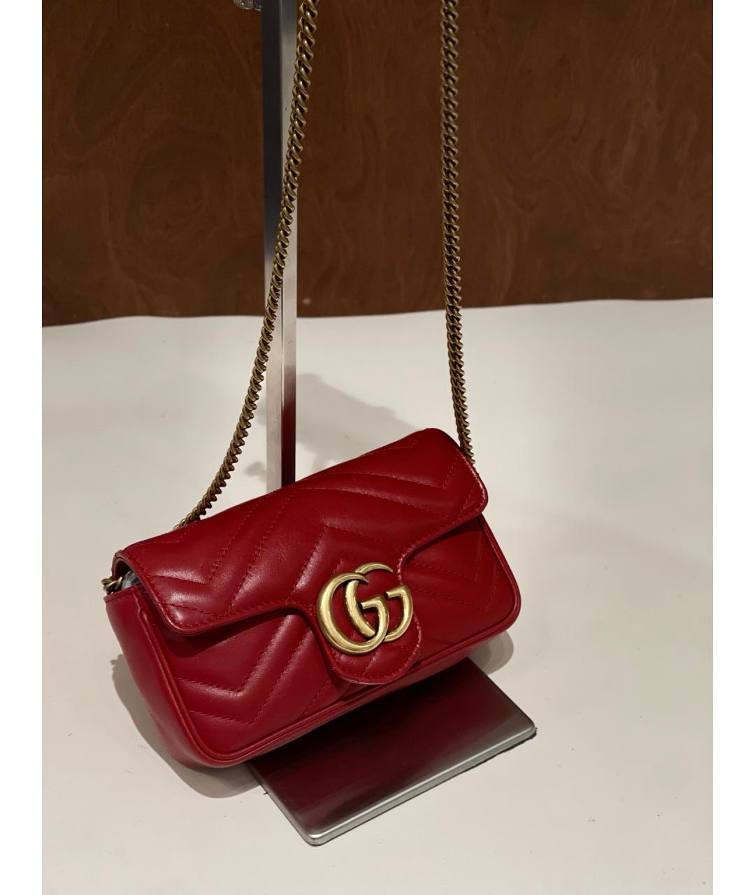 GUCCI Красная кожаная сумка через плечо, фото 2