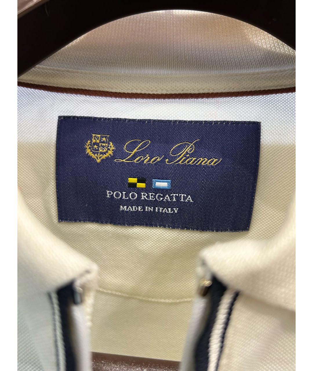 LORO PIANA Бежевое хлопко-эластановое поло с коротким рукавом, фото 7