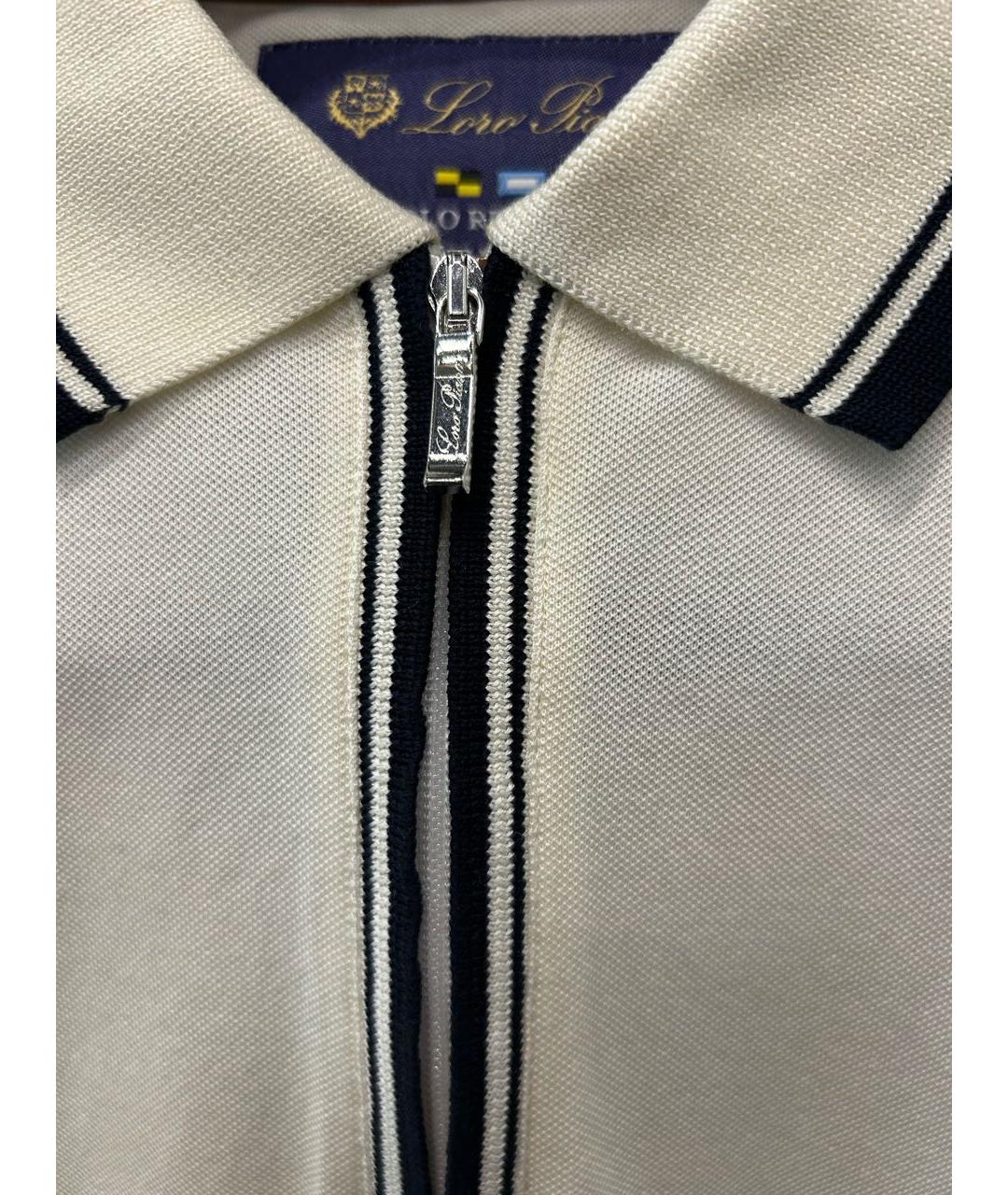 LORO PIANA Бежевое хлопко-эластановое поло с коротким рукавом, фото 8
