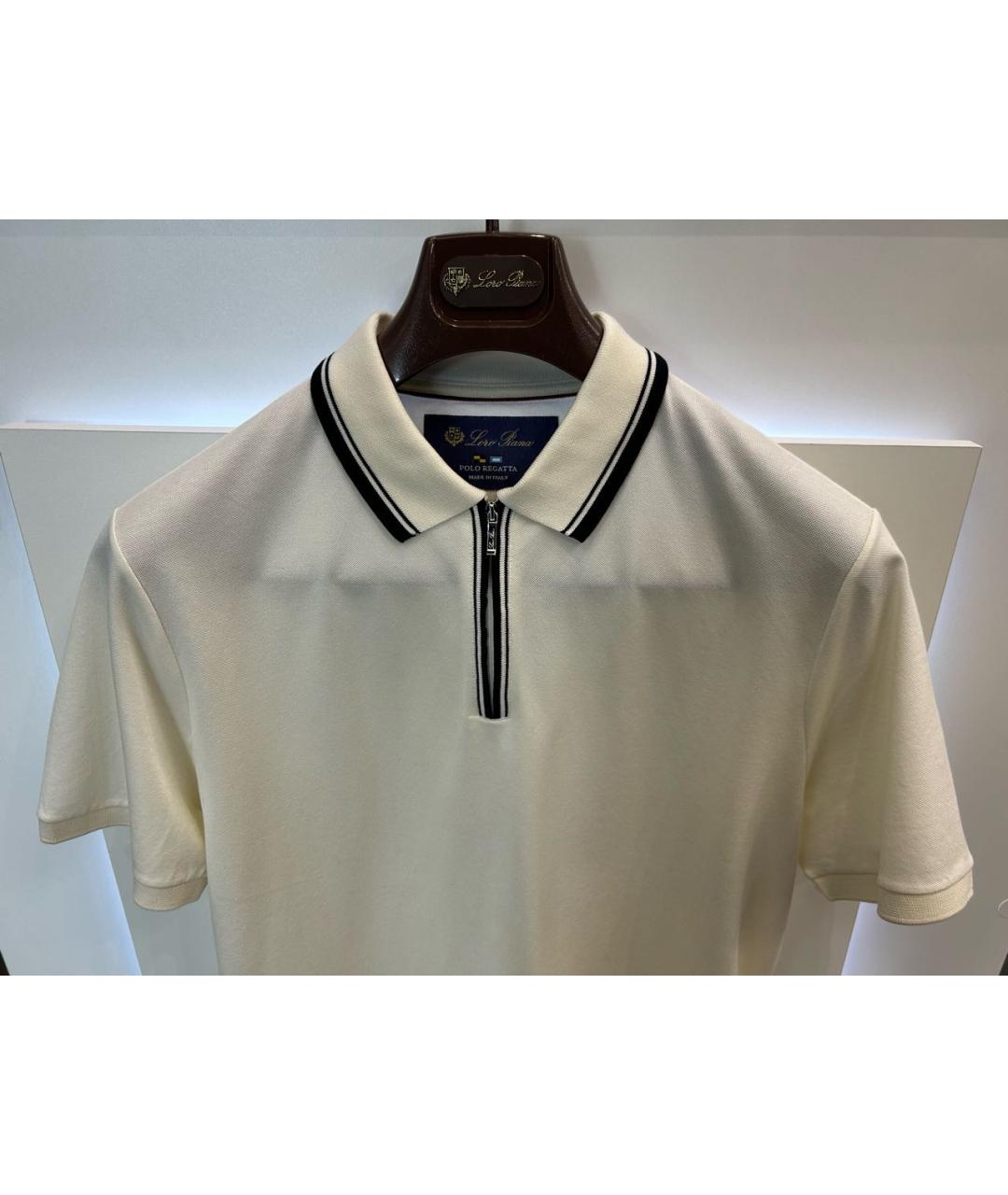 LORO PIANA Бежевое хлопко-эластановое поло с коротким рукавом, фото 3