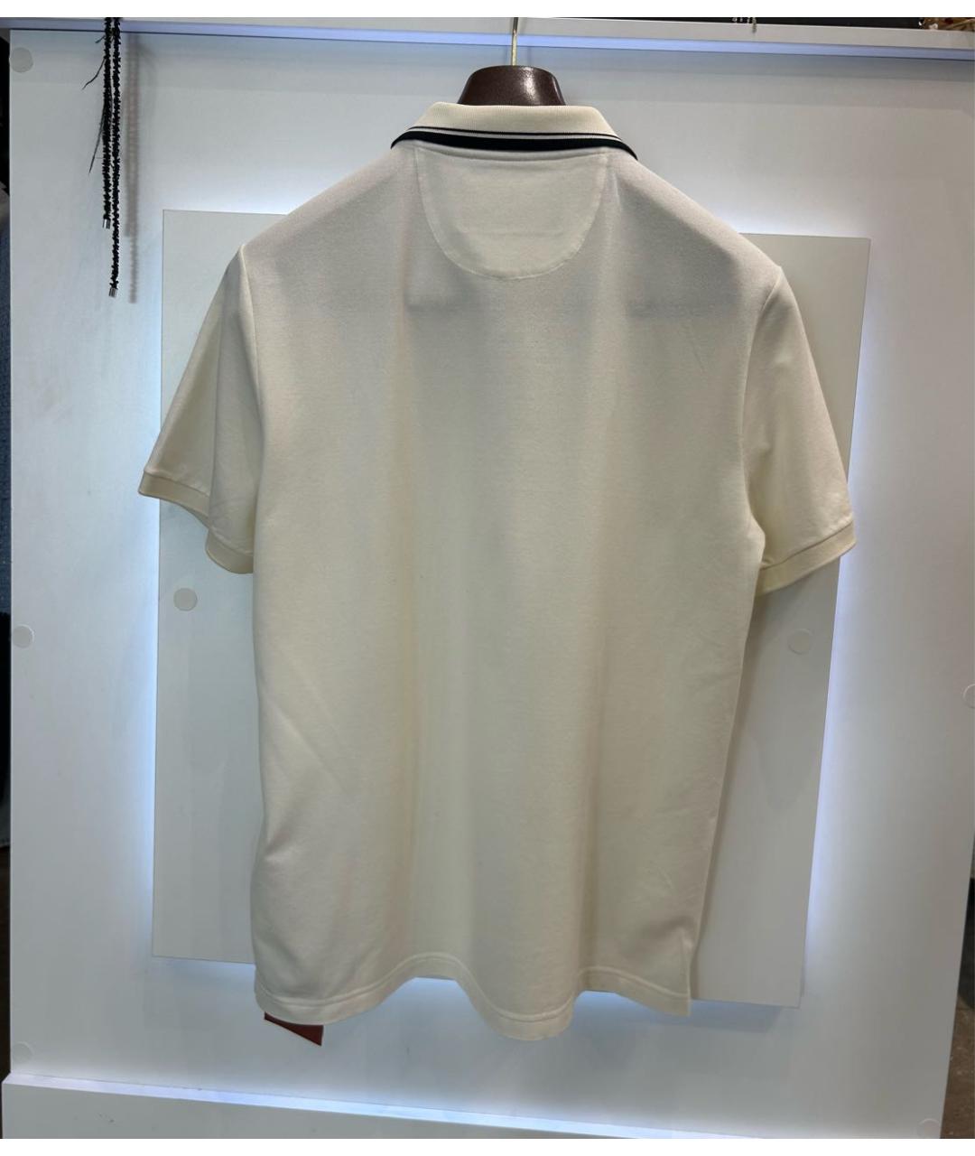 LORO PIANA Бежевое хлопко-эластановое поло с коротким рукавом, фото 2