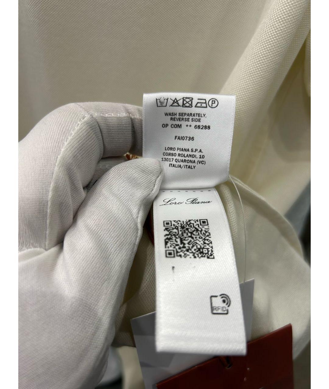 LORO PIANA Бежевое хлопко-эластановое поло с коротким рукавом, фото 5