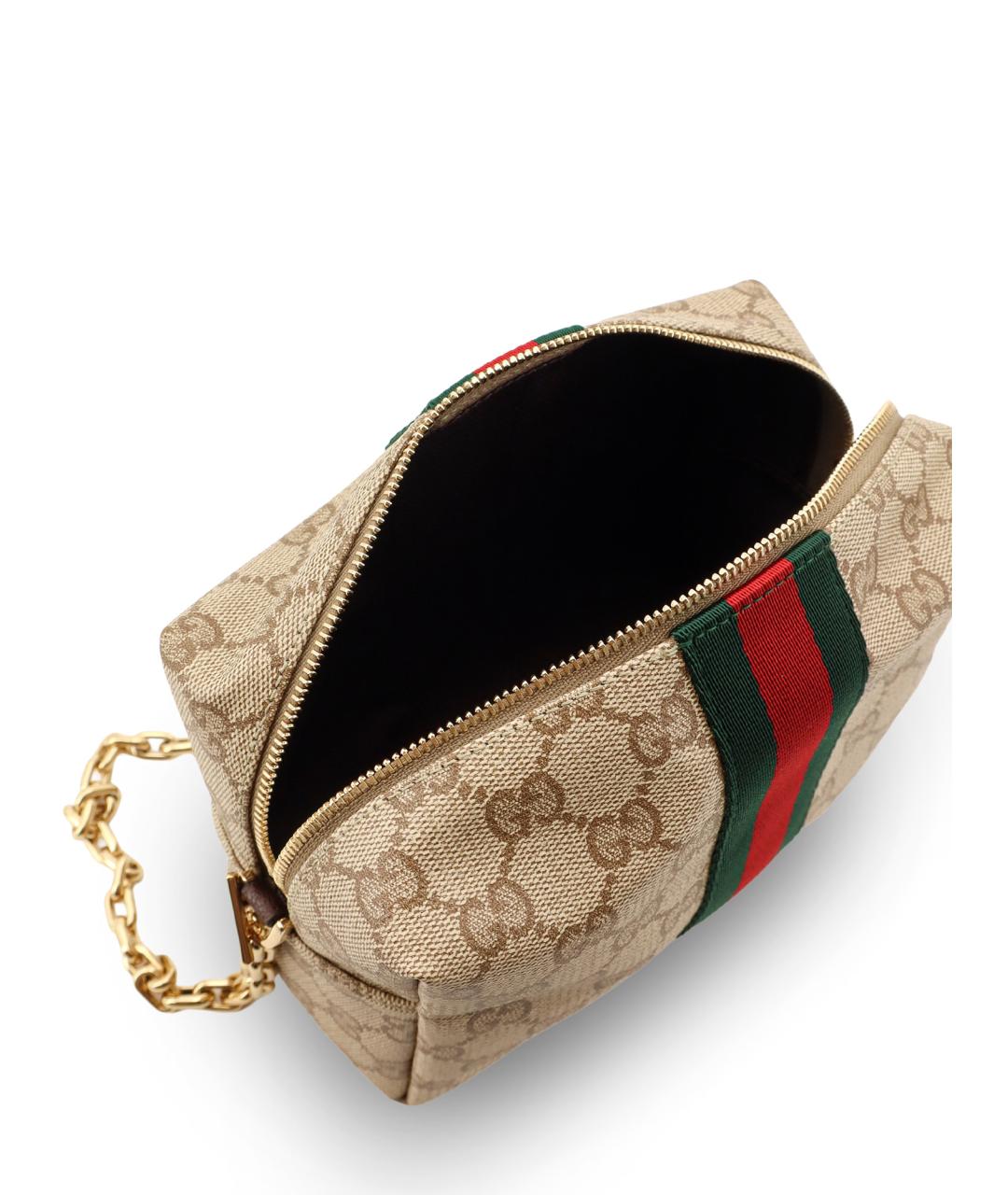 GUCCI Бежевая сумка через плечо из канвы, фото 4