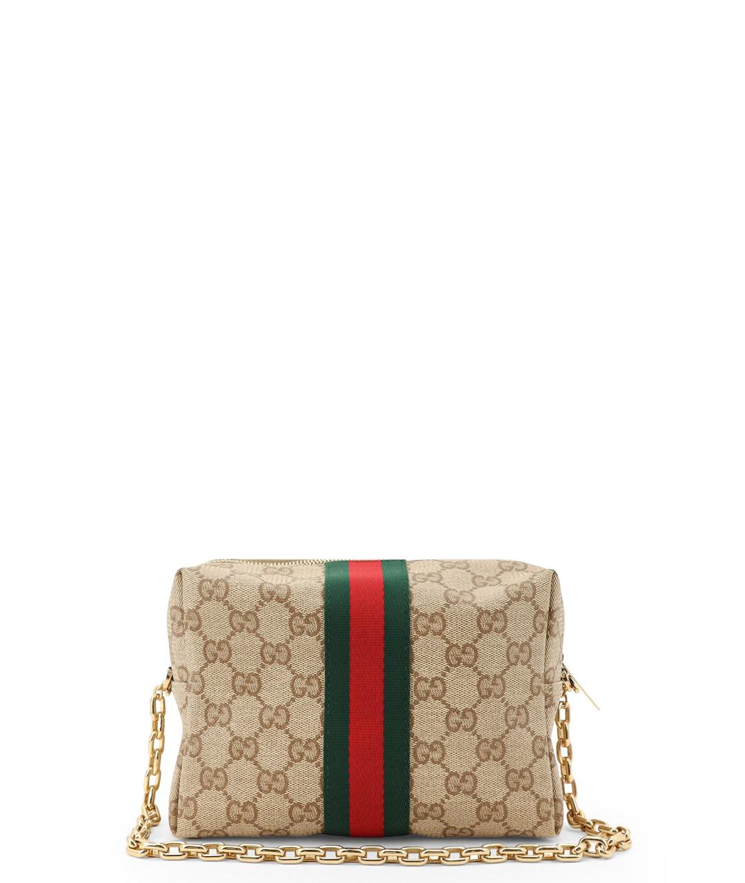 GUCCI Бежевая сумка через плечо из канвы, фото 2
