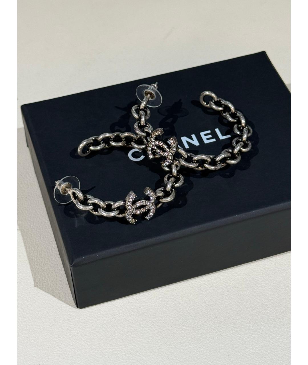 CHANEL Серебряные металлические серьги, фото 3