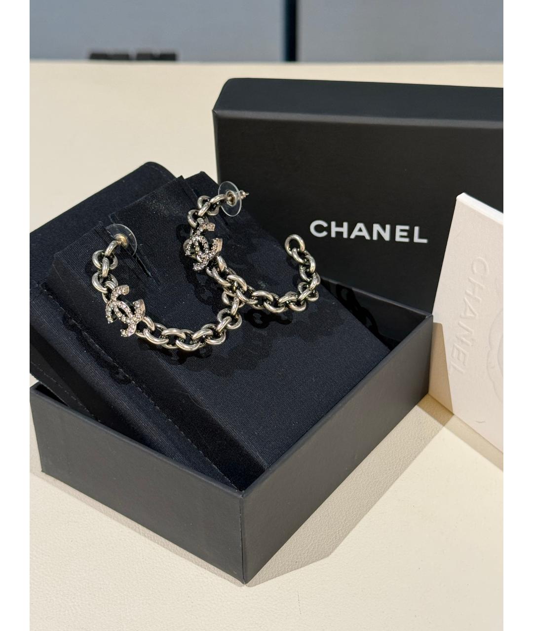 CHANEL Серебряные металлические серьги, фото 4