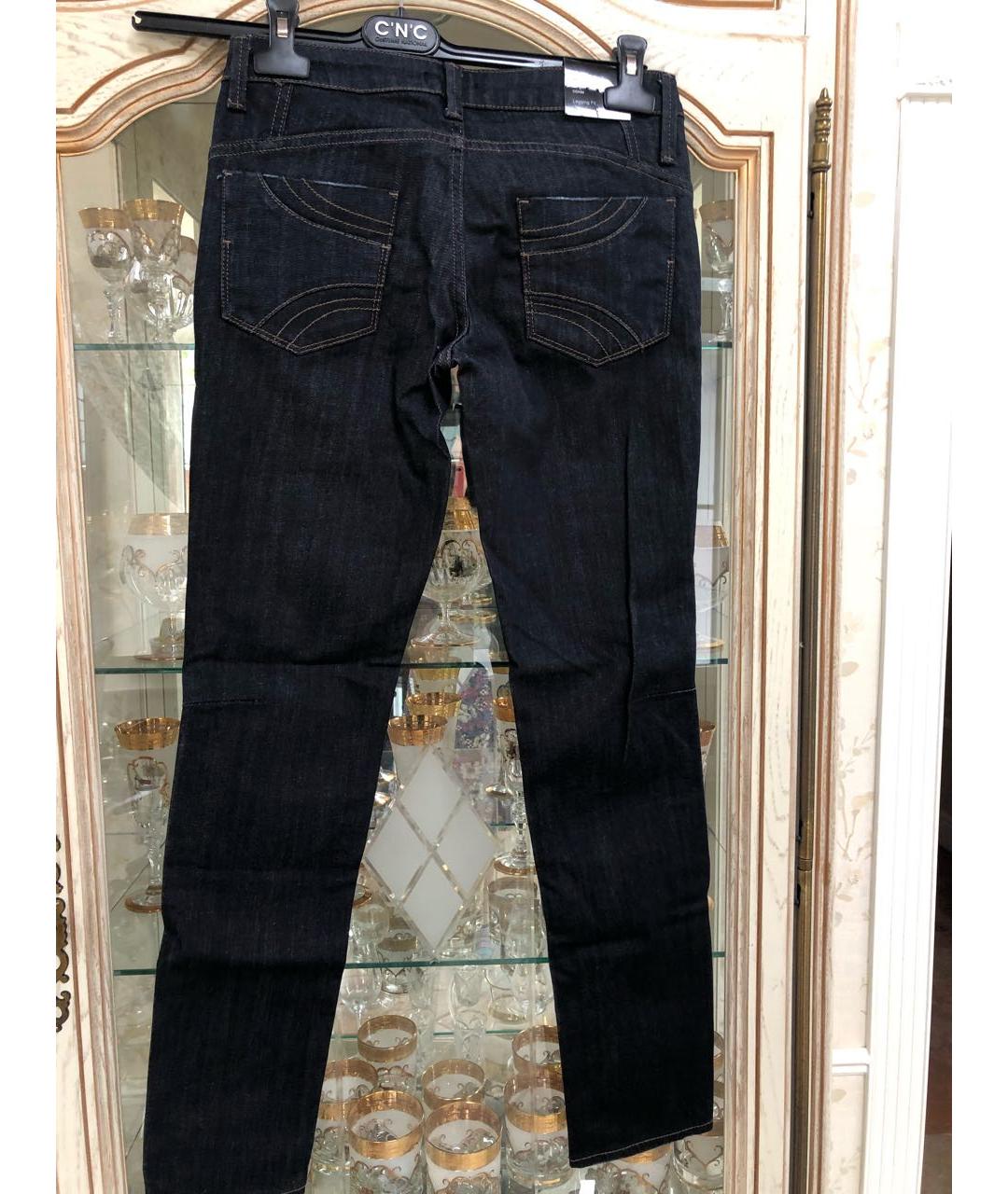 COSTUME NATIONAL Темно-синие хлопко-эластановые прямые джинсы, фото 2