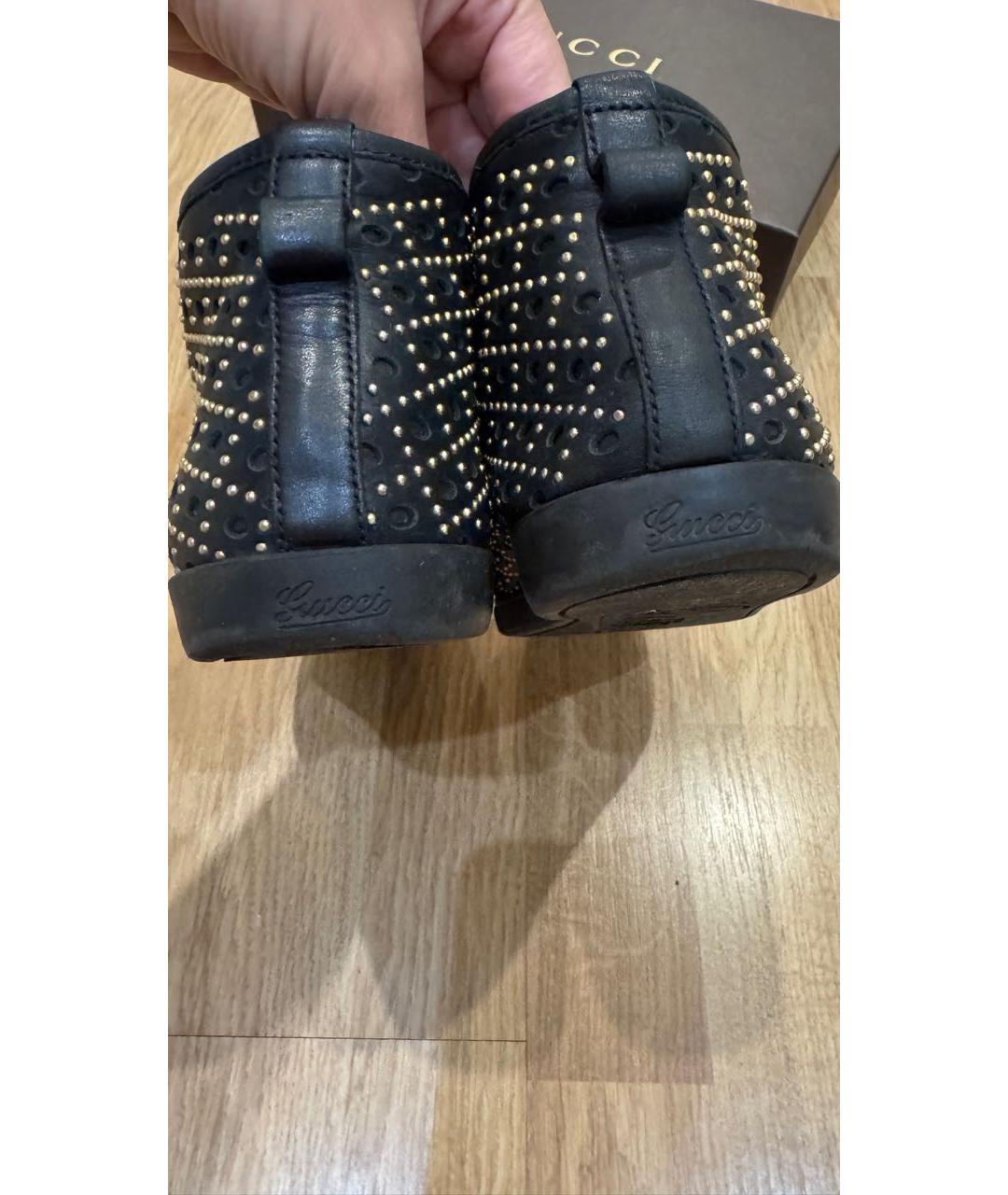 GUCCI Черные кожаные кеды, фото 8