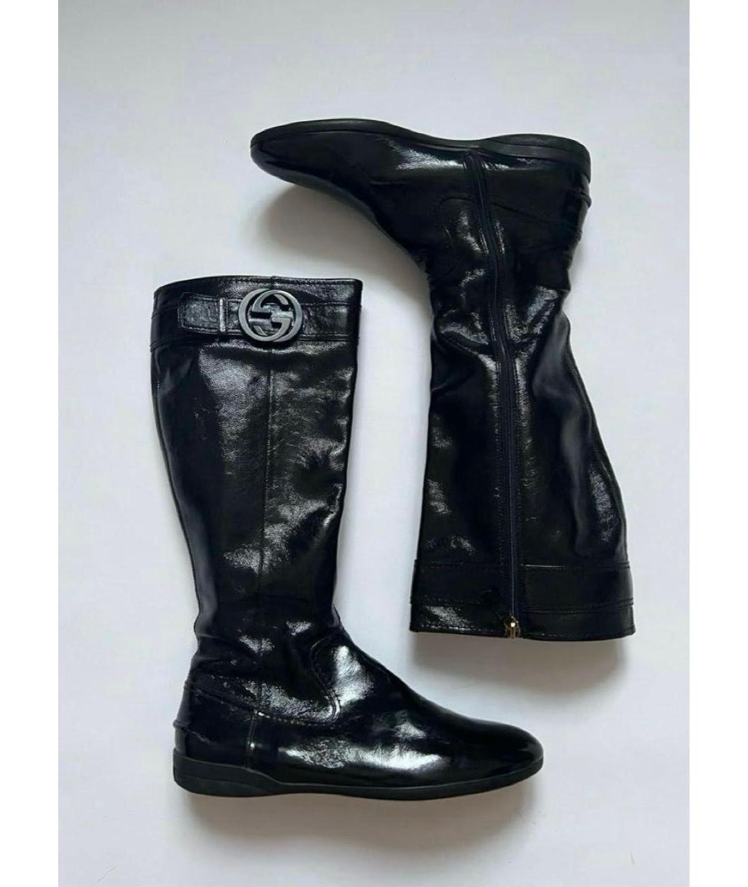 GUCCI Черные сапоги из лакированной кожи, фото 2