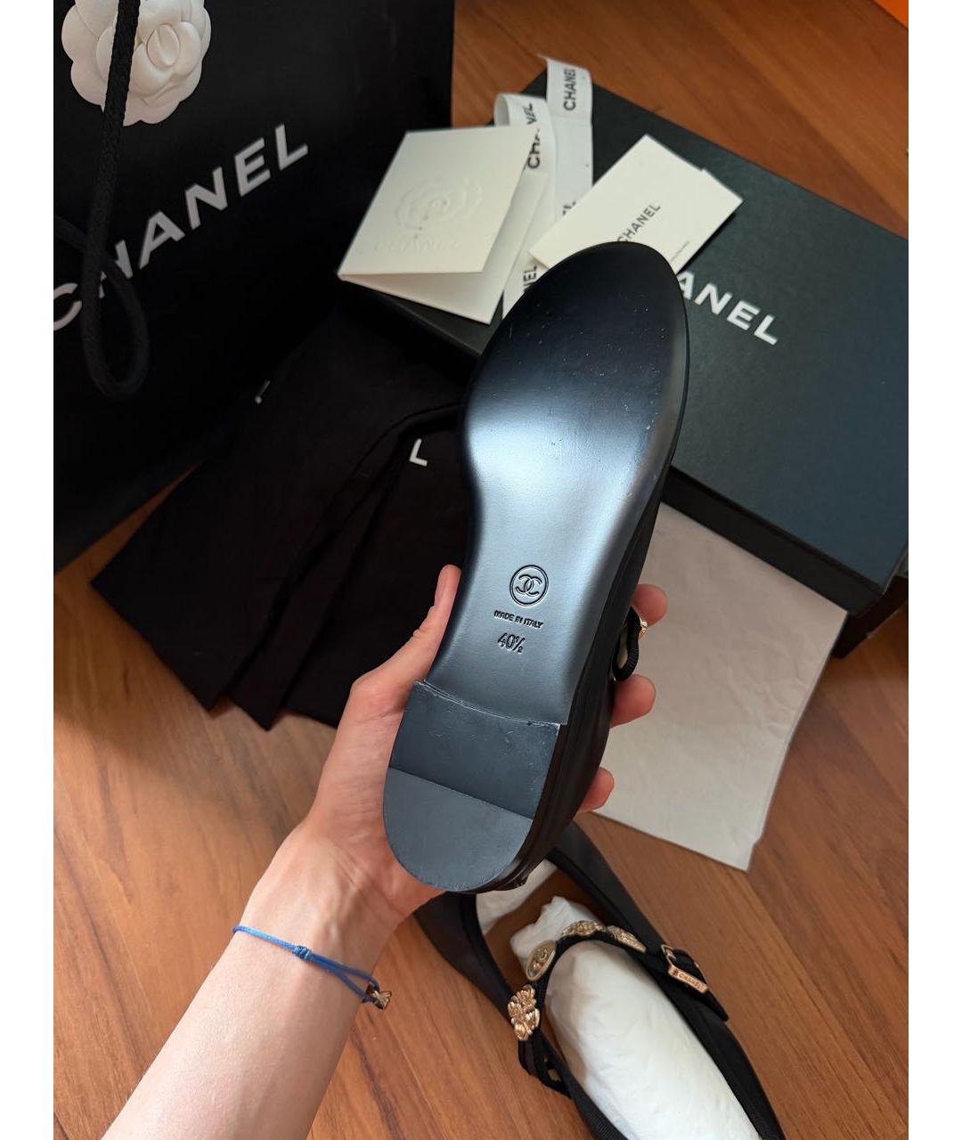 CHANEL Черные кожаные балетки, фото 8