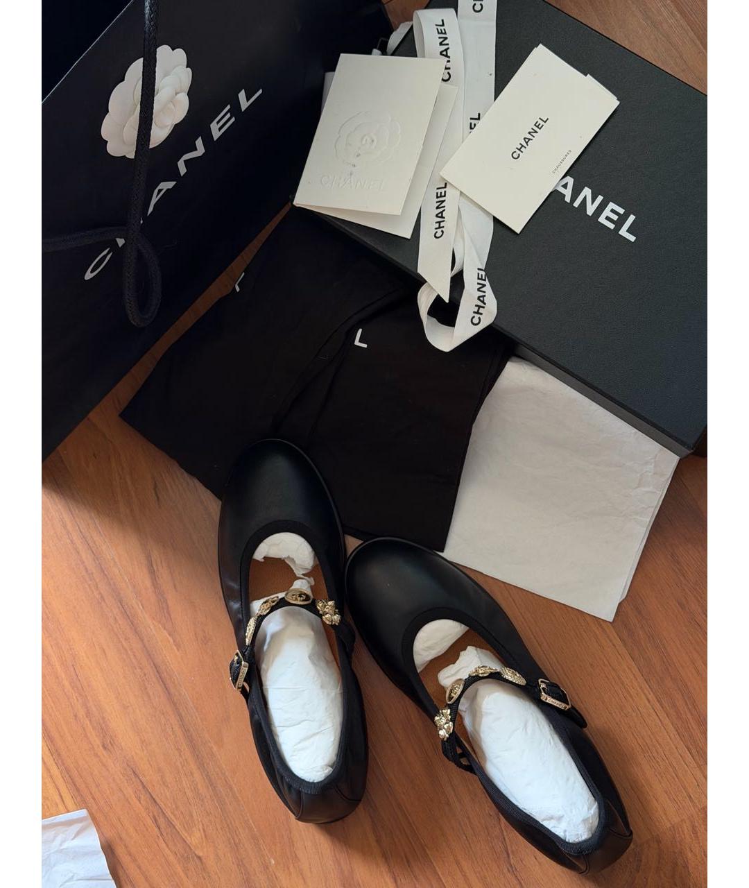 CHANEL Черные кожаные балетки, фото 7