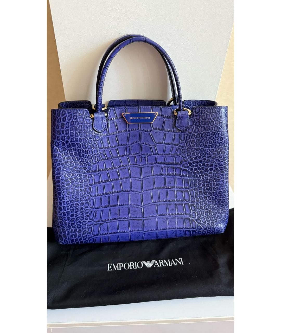 EMPORIO ARMANI Синяя кожаная сумка через плечо, фото 7