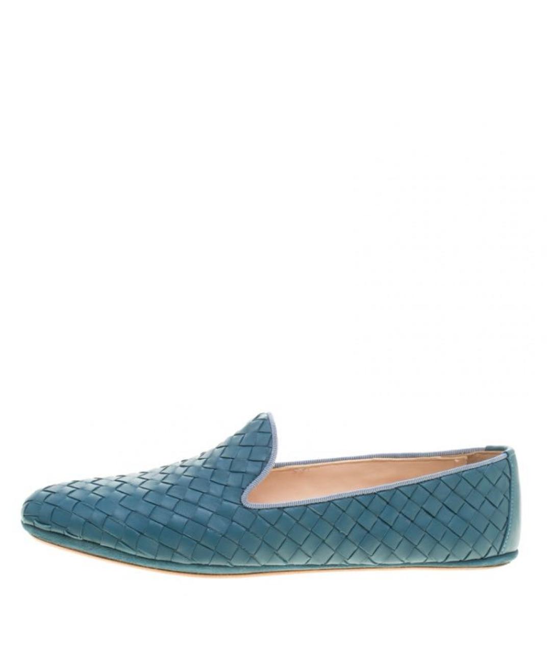 BOTTEGA VENETA Бирюзовые кожаные лоферы, фото 9