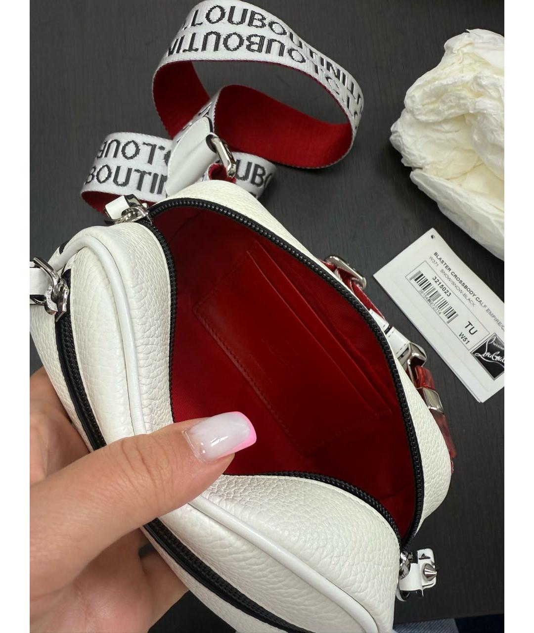 CHRISTIAN LOUBOUTIN Белая кожаная поясная сумка, фото 3